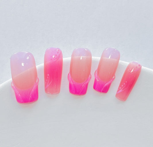 Candy Land Sweet Handmade Press On Nail Coffin Flase Nails 10pcs/Set